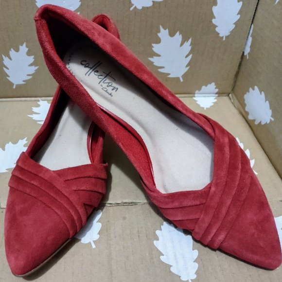 Collections by Clarks Linvale Grand Red Suede Pump Pointed 6.5 ~ New without Box - Picture 5 of 12